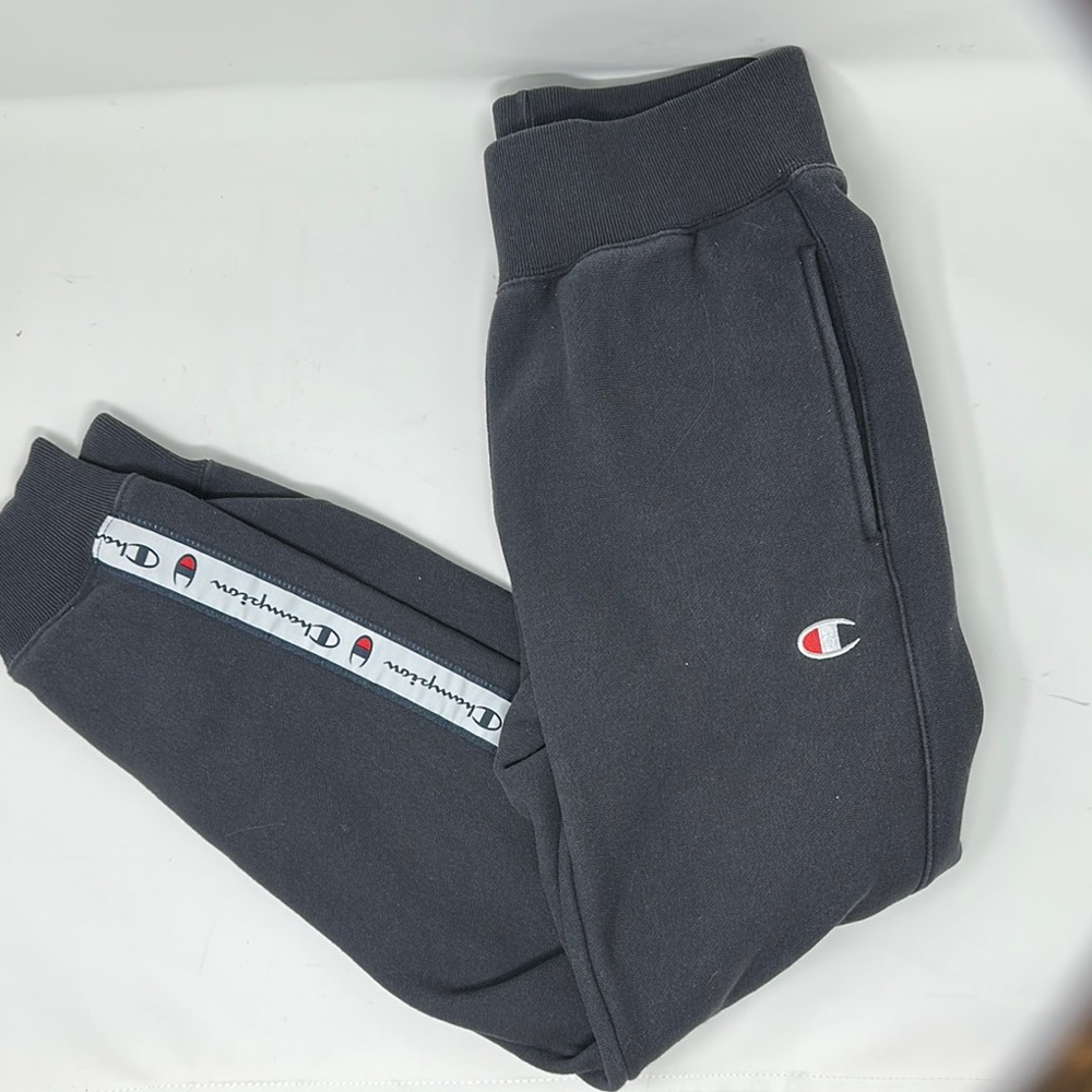 Champion Black Sweatpants with Elastic Waistband and Cuffed Legs